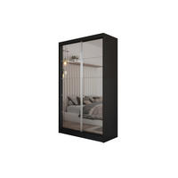 SCHWEBETÜRENSCHRANK FIORELLA 120/216/61 cm 2-türig mit Spiegel Schwarz - Schwarz, Holzwerkstoff (120/216/61cm) - MASSENO