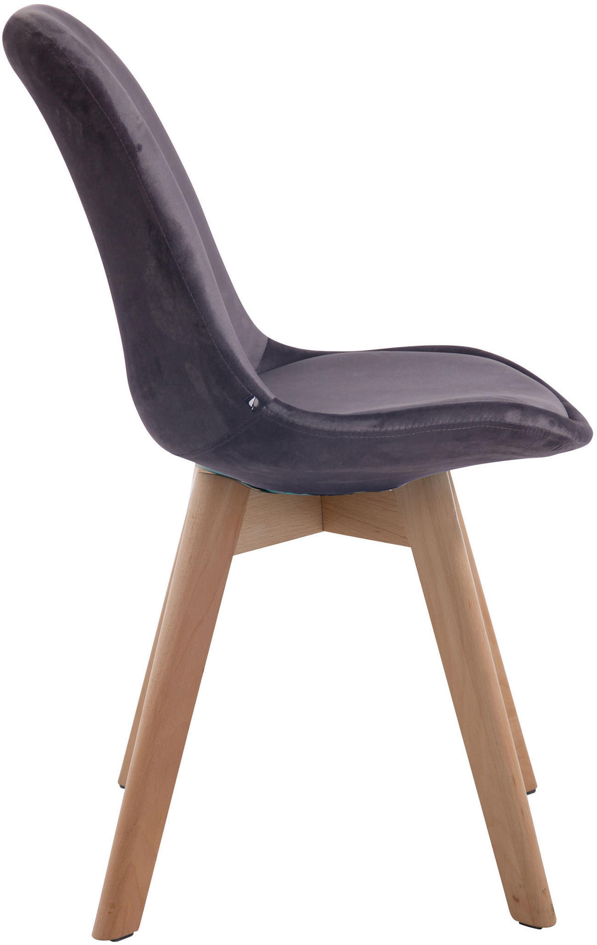 STUHL Samt dunkelgrau - Eukalyptusholzfarben/Dunkelgrau, Holz/Textil (48/84/55cm) - CLP