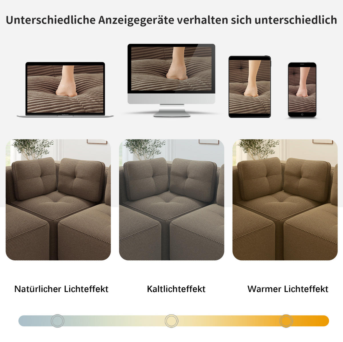 ECKSOFA 386/177/69 cm braun aus Cord mit modularem Design und rutschfestem Standfuß - Braun, Textil (177/386cm) - OKWISH