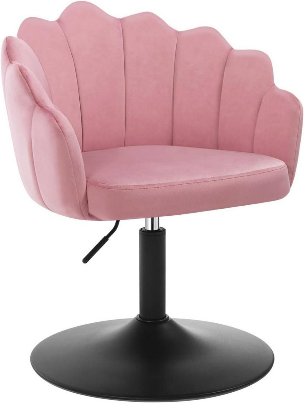 DREHSTUHL, Blumenform, Smt, Schminkstuhl, Rosa - Schwarz/Rosa, Textil/Metall (55/67/50cm) - Woltu