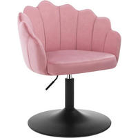DREHSTUHL, Blumenform, Smt, Schminkstuhl, Rosa - Schwarz/Rosa, Textil/Metall (55/67/50cm) - Woltu