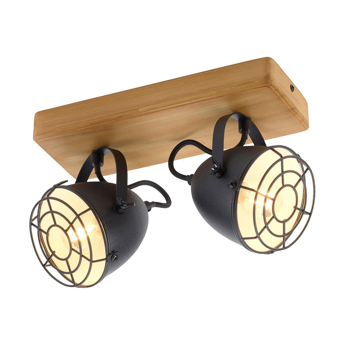 DECKENLEUCHTE Holz Metall Schwarz - Braun, Holz (30.5/17/20cm)