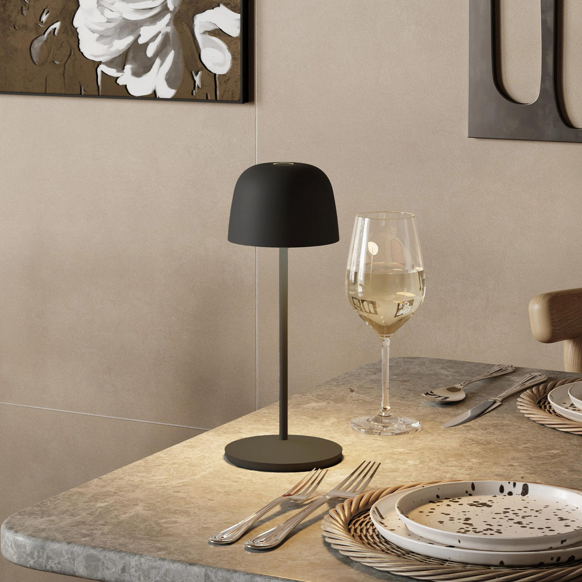 TISCHLAMPE SOPHIA dunkelgrau - Dunkelgrau, Metall (7.5/7.5/20cm) - Lumisky
