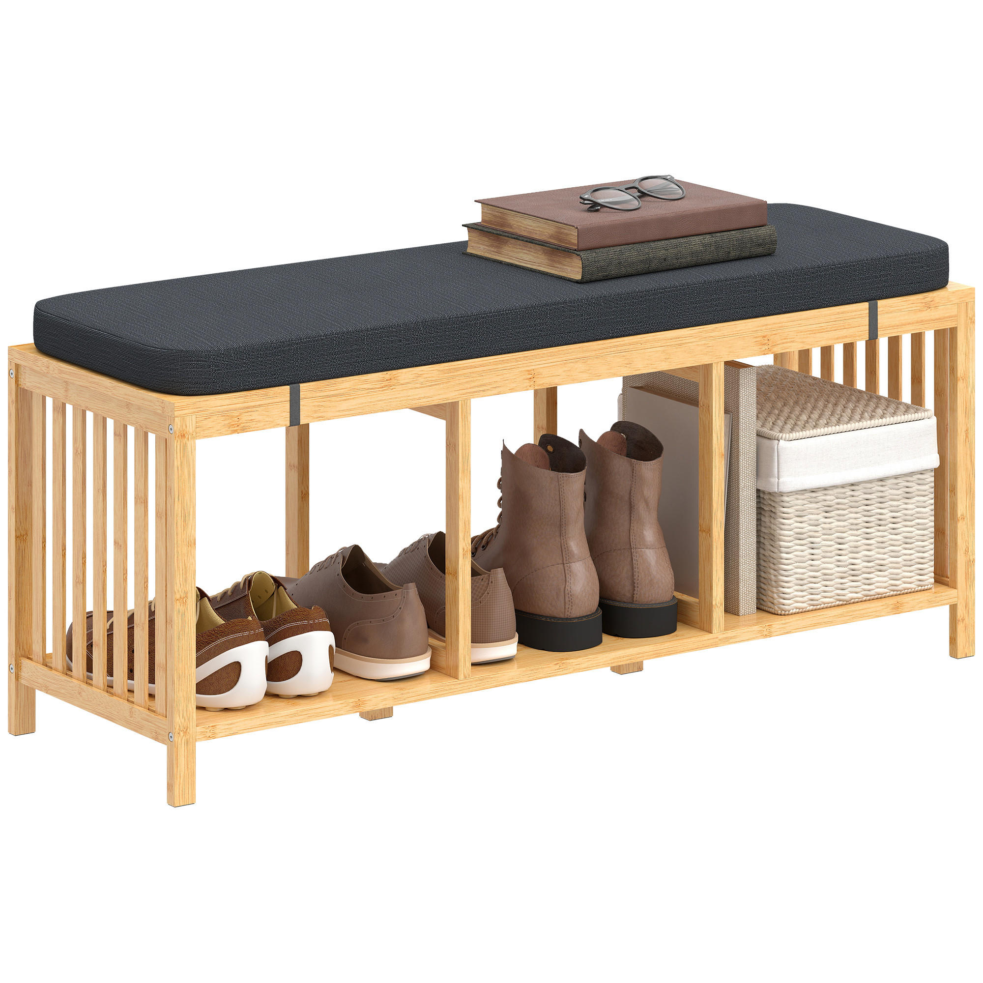 SCHUHBANK Natur 102/33/45 cm - Naturfarben, Holz (102/45/33cm) - PANGIVO