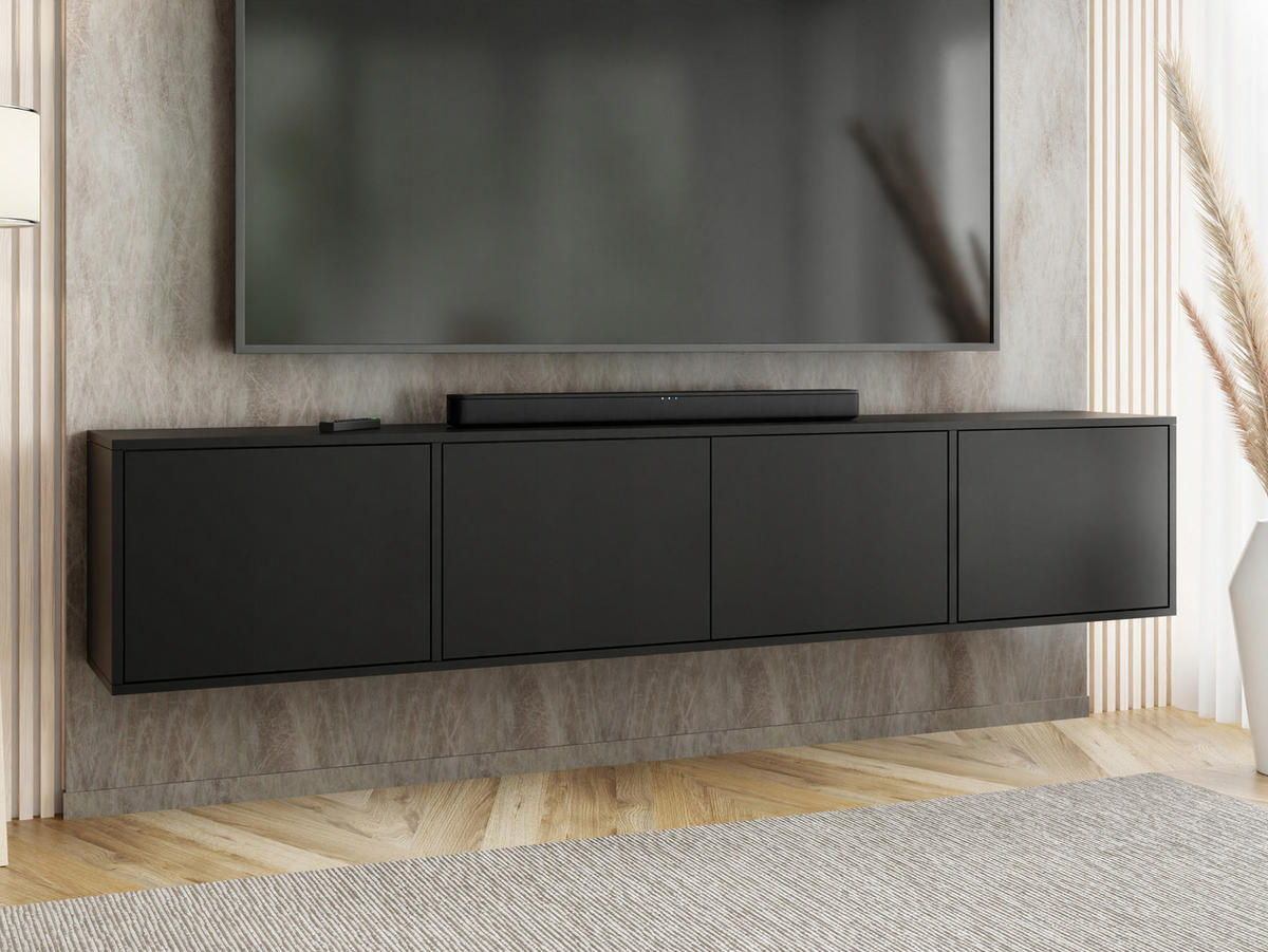 TV-LOWBOARD EDI 4 Schwarz – 4-türig - Schwarz, Holzwerkstoff (206.4/42/38.9cm)