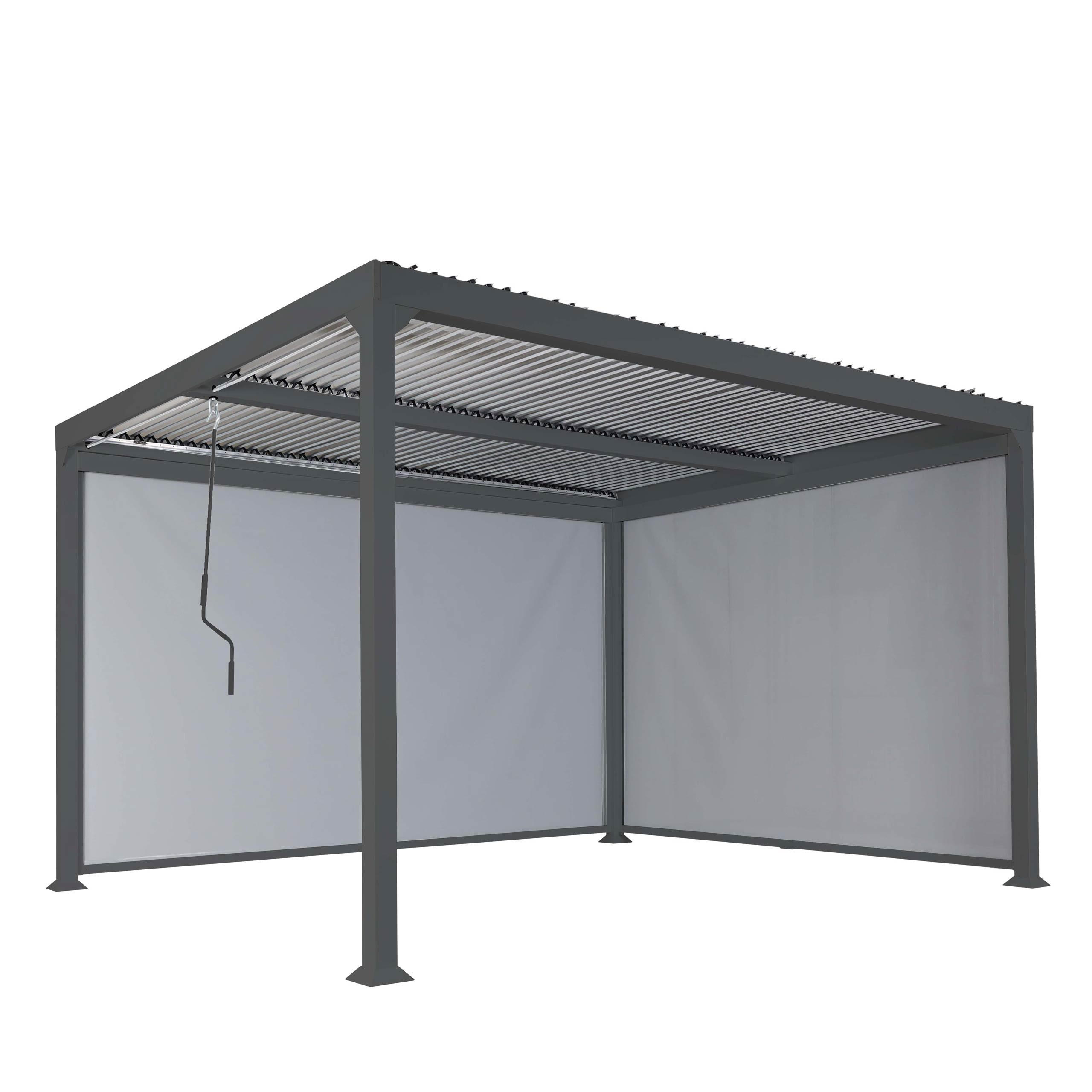 ALU PERGOLA MIT SEITENWAND Anthrazit - Anthrazit, Metall (306/224/368cm) - MCW