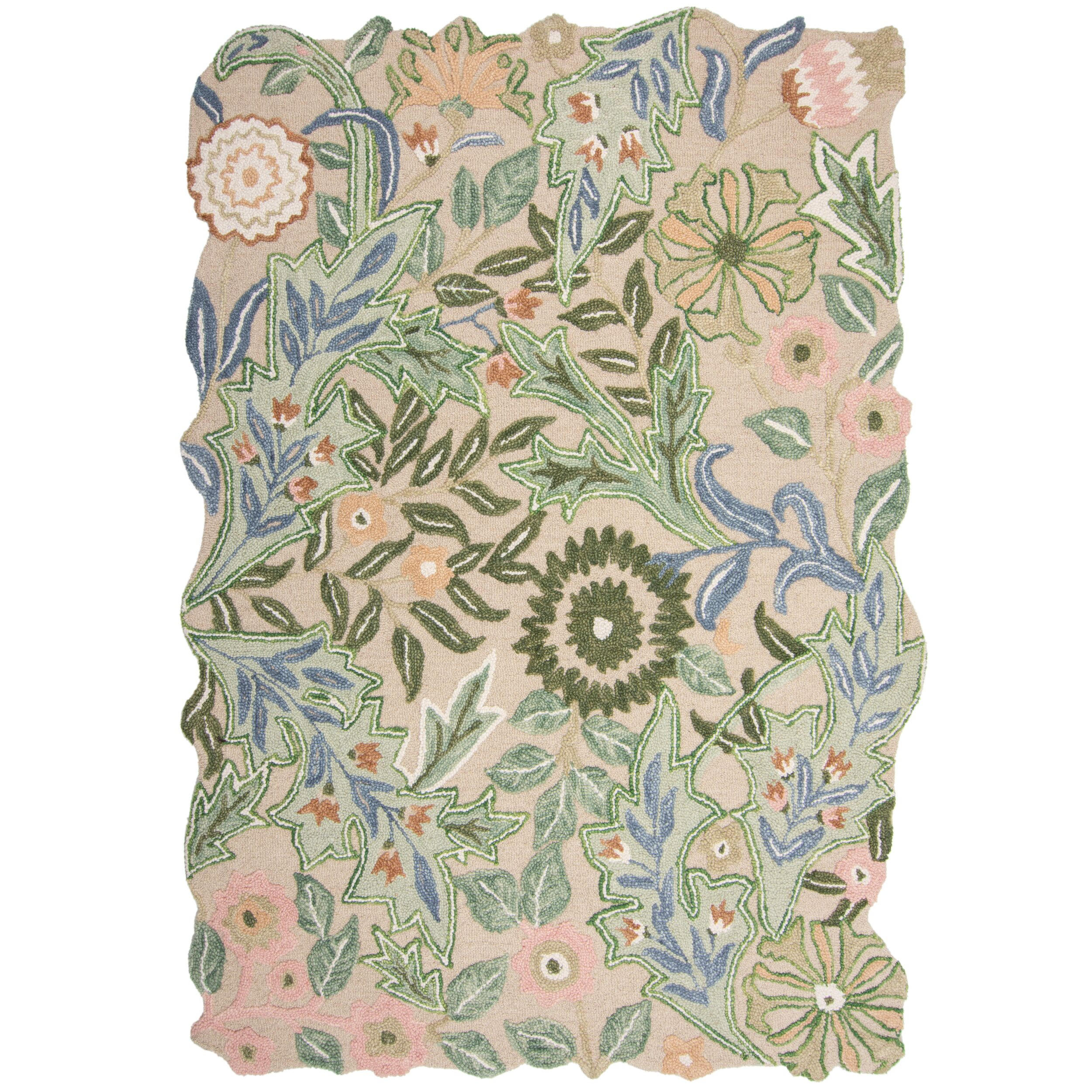 WOLLTEPPICH Shaped Botanisch Floral, Wohnzimmer Grün Rechteckig 200x290 - Grün, Textil (200/290cm) - KADIMA DESIGN