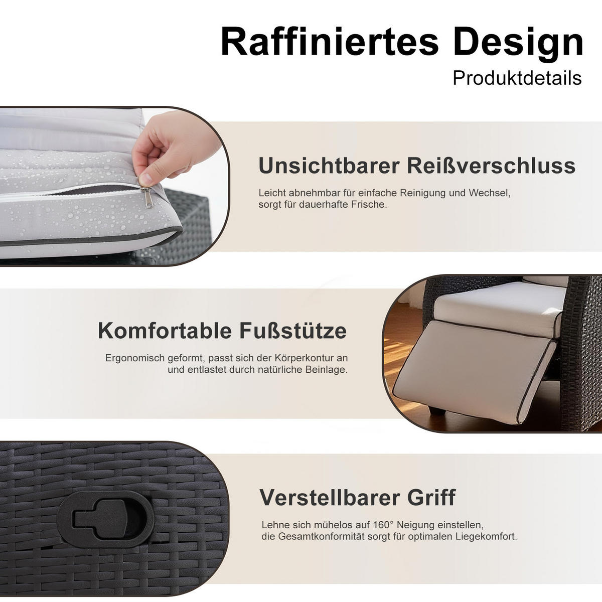 GARTEN-RELAXSESSEL-TY01 - Schwarz, Metall (72/108/55cm) - BELONID