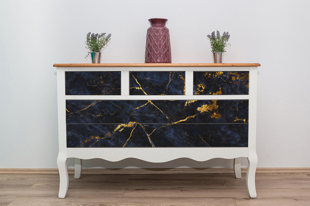 MÖBELAUFKLEBER 100x50 cm Blauer Marmor - Blau, Kunststoff (100/50/50cm) - TULUP