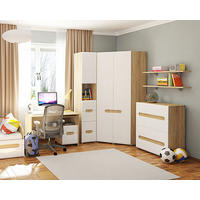 JUGENDZIMMER SET 7-TEILIG Leonardo Sonoma Eiche / weiß 341 / 101 / 220cm - Eichefarben/Multicolor, Holzwerkstoff (341/220/101cm) - Feldmann-Wohnen