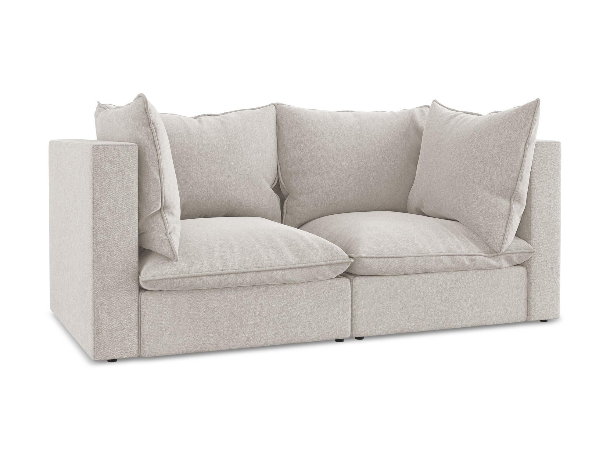 2-SITZER SOFA Samt Stoff Beige - Hellbraun/Schwarz, Holzwerkstoff/Kunststoff (180/77/90cm) - Makamii