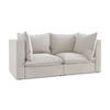 2-SITZER SOFA Samt Stoff Beige - Hellbraun/Schwarz, Holzwerkstoff/Kunststoff (180/77/90cm) - Makamii
