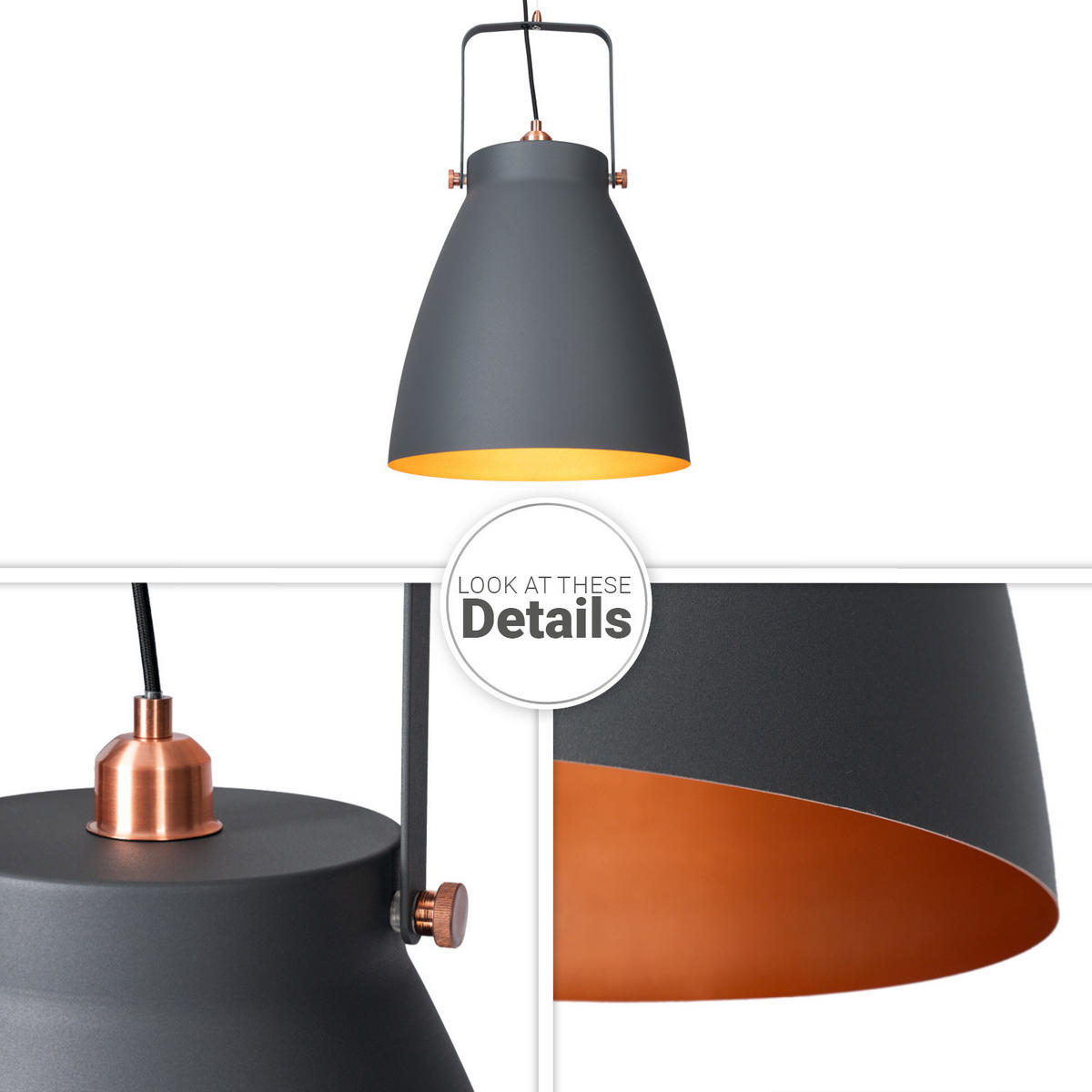 PENDELLEUCHTE Boone Pd - Grau, Metall (39/39/58.4cm) - Paco Home