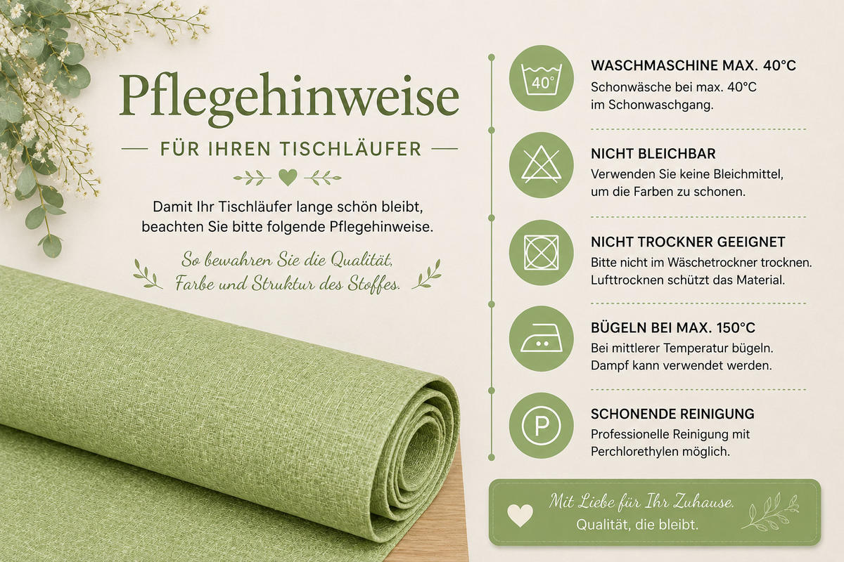 TISCHLÄUFER 33/160 cm Hellgrün Leinenoptik - Hellgrün, Textil (33/160cm) - TiborTex