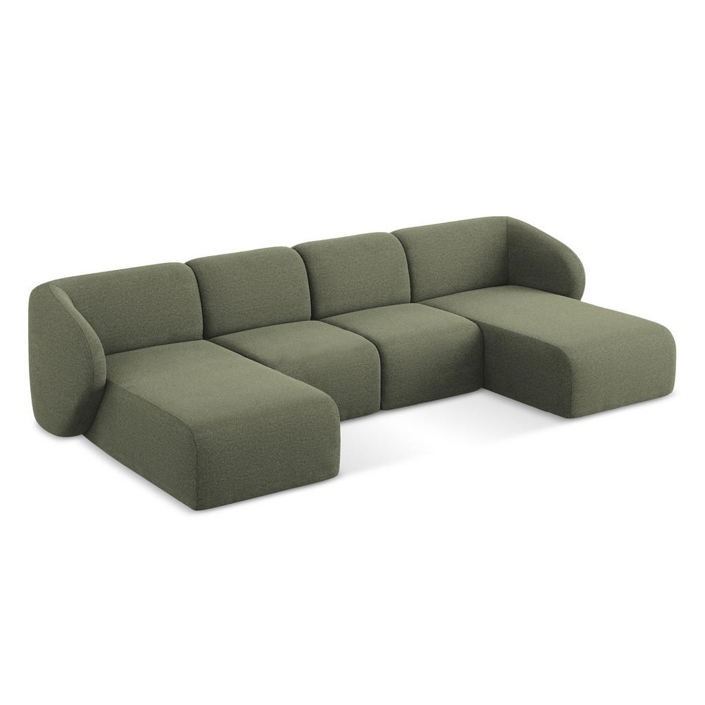 Thumbnail - Makamii Wohnlandschaft, Olivgrün, Textil, Holzwerkstoff, 4-Sitzer, 370x74x170 cm, Hergestellt in Europa, Oeko-Tex®, Wohn...
