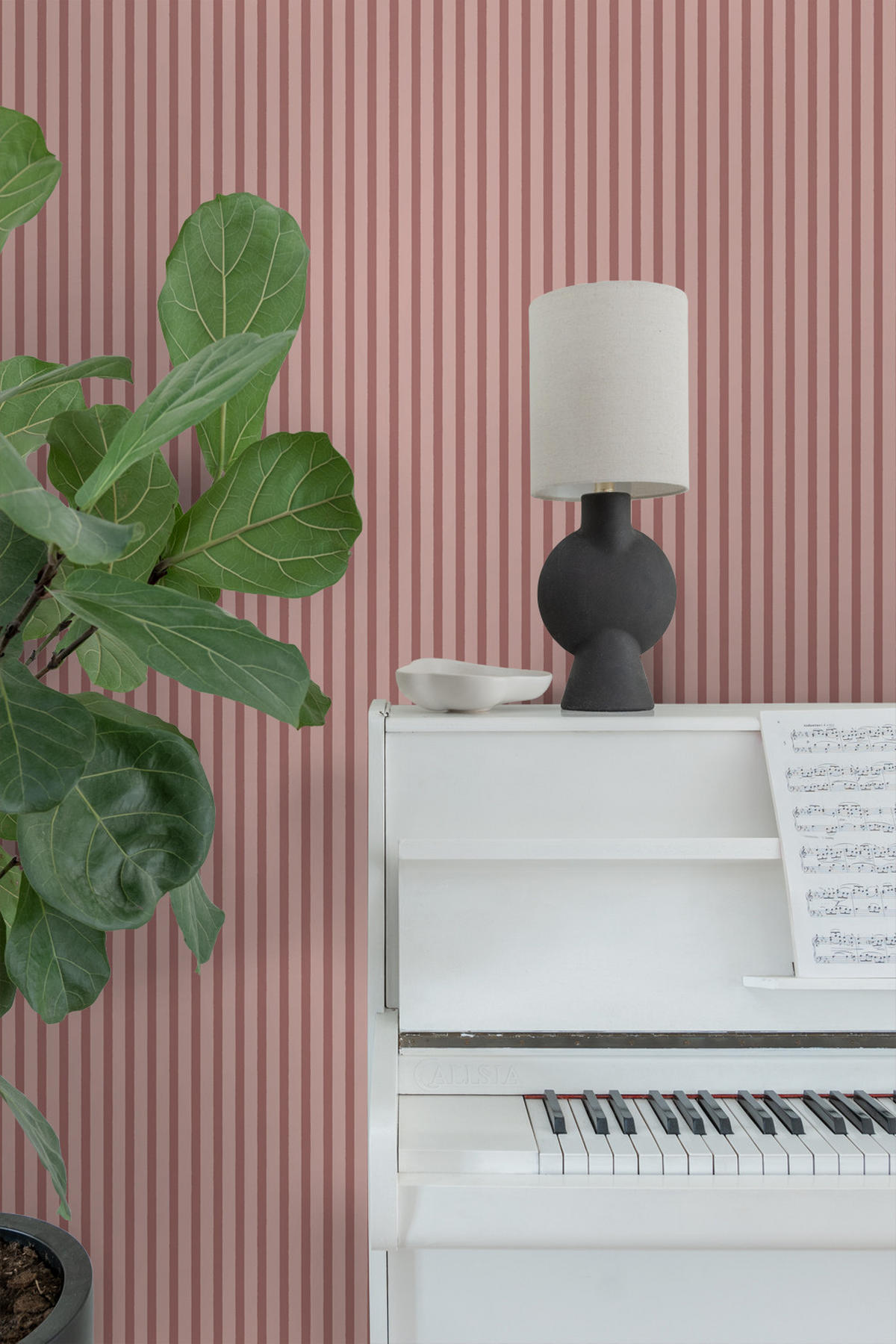 TAPETE horizontal gemalte Streifen 50 x 900 cm - Pink, Papier (50/0.1cm) - Sanders & Sanders
