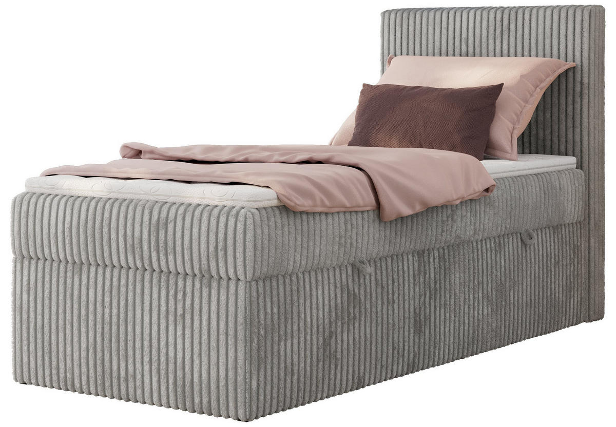 BOXBETT TILIANO 90/200 - Hellgrau Cord - H3 - Rechts - Hellgrau, Textil (90/200cm) - MKS