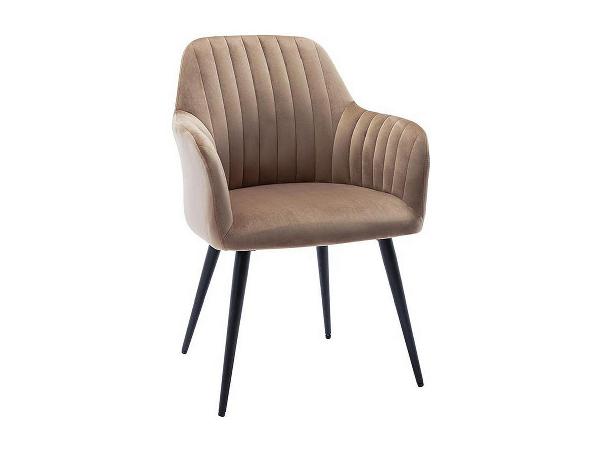 STUHL - 58cm x 59cm - Samt - beige - ELEANA - Beige, Textil (58/82/59cm) - Vente-Unique