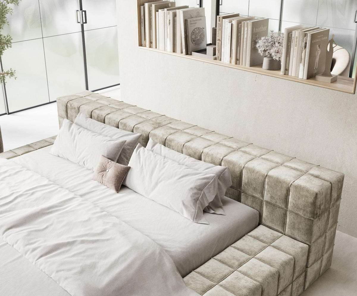 POLSTERBETT Nessino Beige 160/200 cm - Beige/Schwarz, Holz/Holzwerkstoff (160/200cm) - Maison de Reve