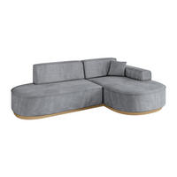 ECKSOFA Ottomane Rechts MARI-L1-v2 - 243x171x83 cm Grau Velours - Grau, Holzwerkstoff/Textil (171/243cm) - ALTDECOR
