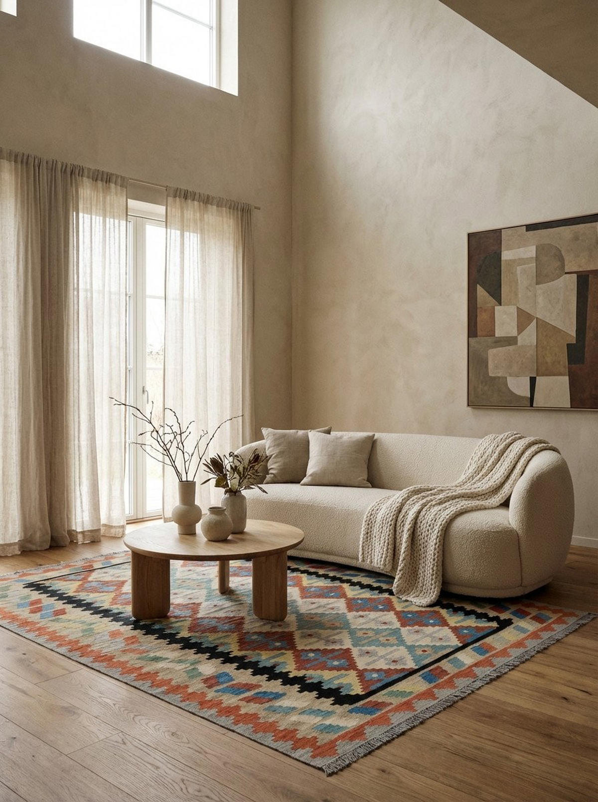 HANDWEBTEPPICH Kelim Gashgai Beige 195/154 cm Schurwolle - Beige, Textil (154/195cm) - Looma