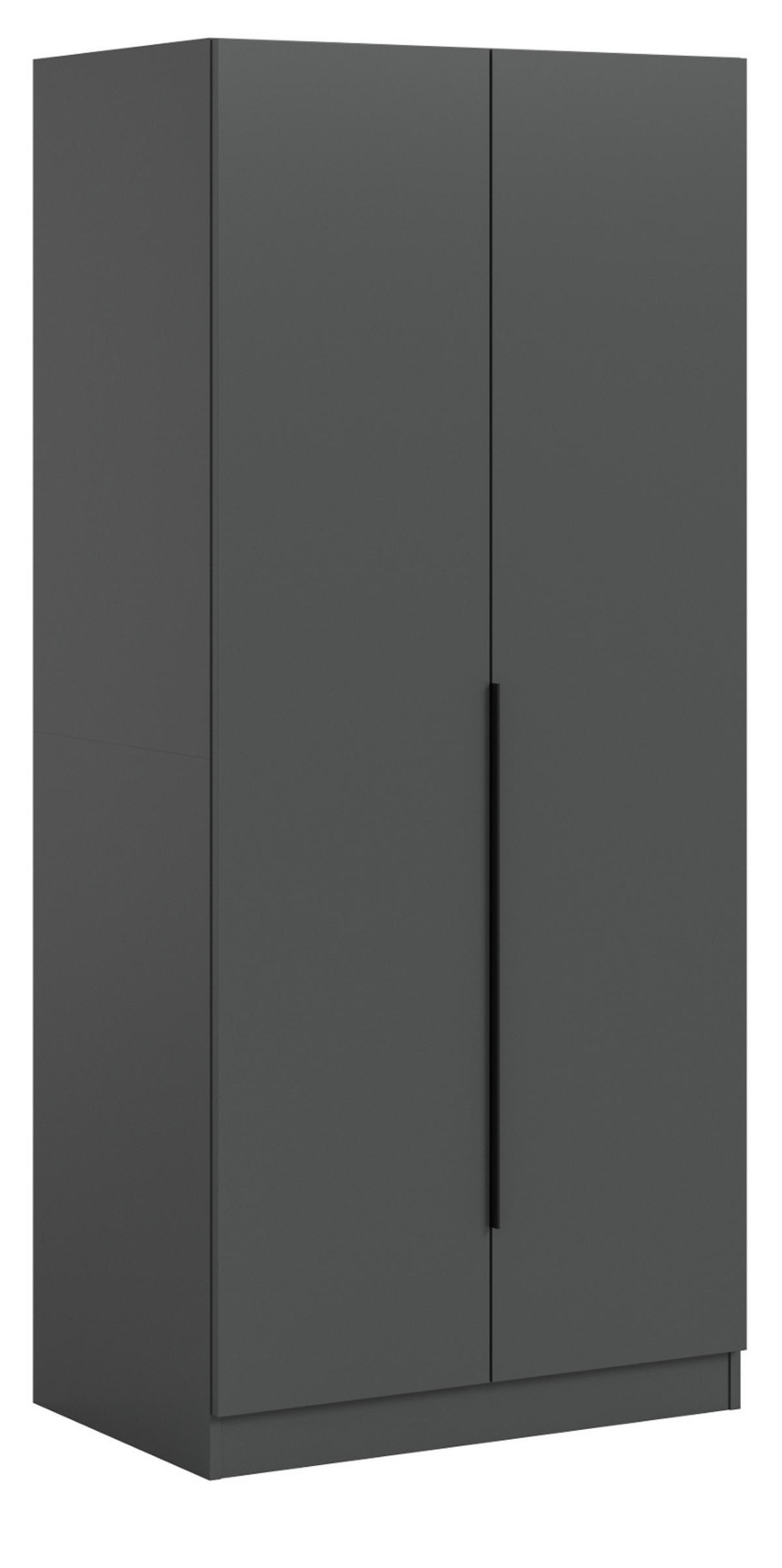 KLEIDERSCHRANK grau 2-türig 80 x 181 cm, Drehtürenschrank mit zusätzlichen Einlegeböden - Schwarz/Grau, Holzwerkstoff/Kunststoff (80/181/52cm) - Inn.Furn