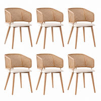 ESSZIMMERSTUHL 6er-Set mit Rattan-Rückenlehne 47 x 51 x 79 cm Beige Brown - Beige, Holz (51/79/47.2cm) - Meubliv