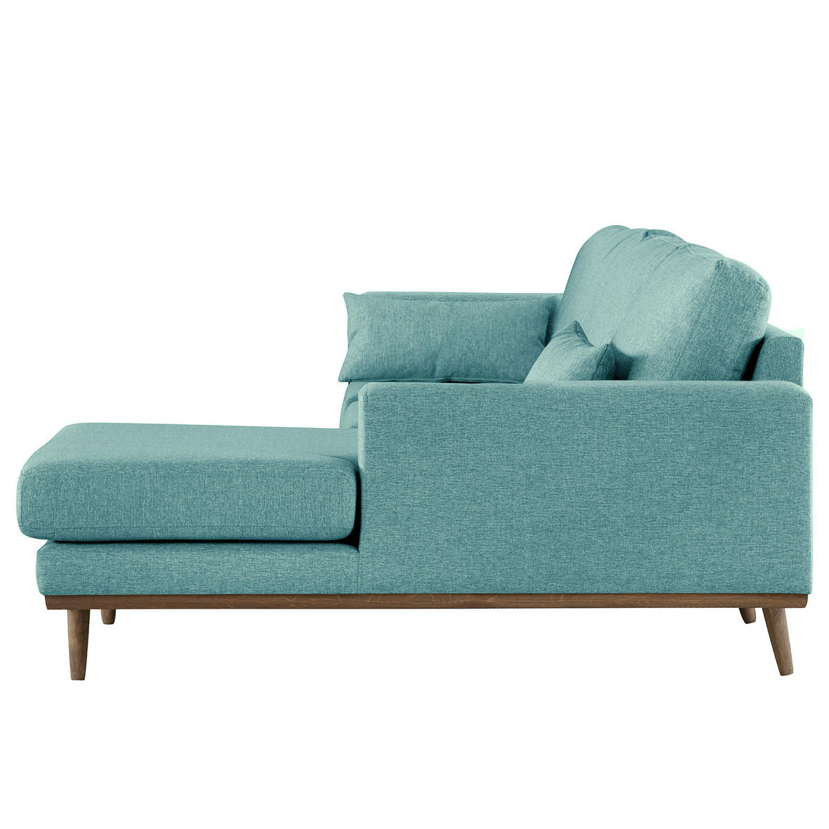 ECKSOFA mit Longchair - Eichefarben/Petrol, Eichenholz/Textil (281/153cm) - home24