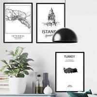POSTER Set Mit 3 Istanbul Stadtplan, Galataturm A3 Rahmenlos - Klar, Papier (29.7/5/42cm) - Nacnic