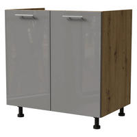 SPÜLENUNTERSCHRANK Essen D8Z/80 Grau Hochglanz / Eiche Artisan Matt 80 / 50 / 82cm - Eiche Artisan/Grau, Holz/Holzwerkstoff (80/82/50cm) - Feldmann-Wohnen