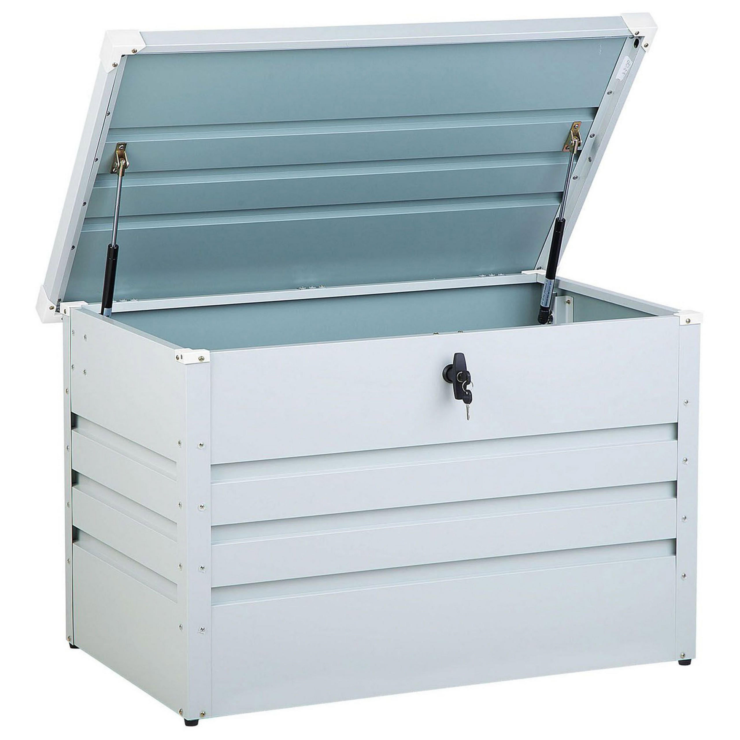 AUFLAGENBOX Stahl hellgrau 100/62 cm Cebrosa - Hellgrau, Metall (100/64/62cm) - Beliani