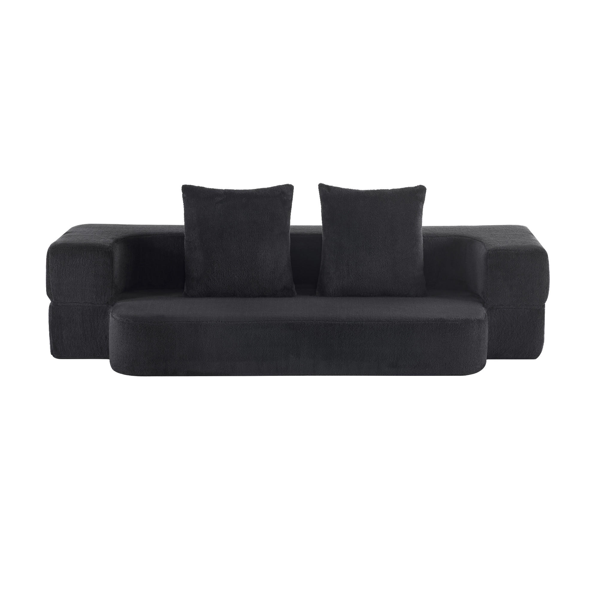 SCHLAFSOFA DE-34992 2-in-1 klappbar Schwarz - Schwarz, Textil (52/48/190cm) - ComfortXL