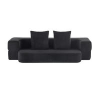 2-SITZER SCHLAFSOFA Stoff Schwarz klappbar mit Kissen - Schwarz, Textil (190/48/104cm) - WISHDOR