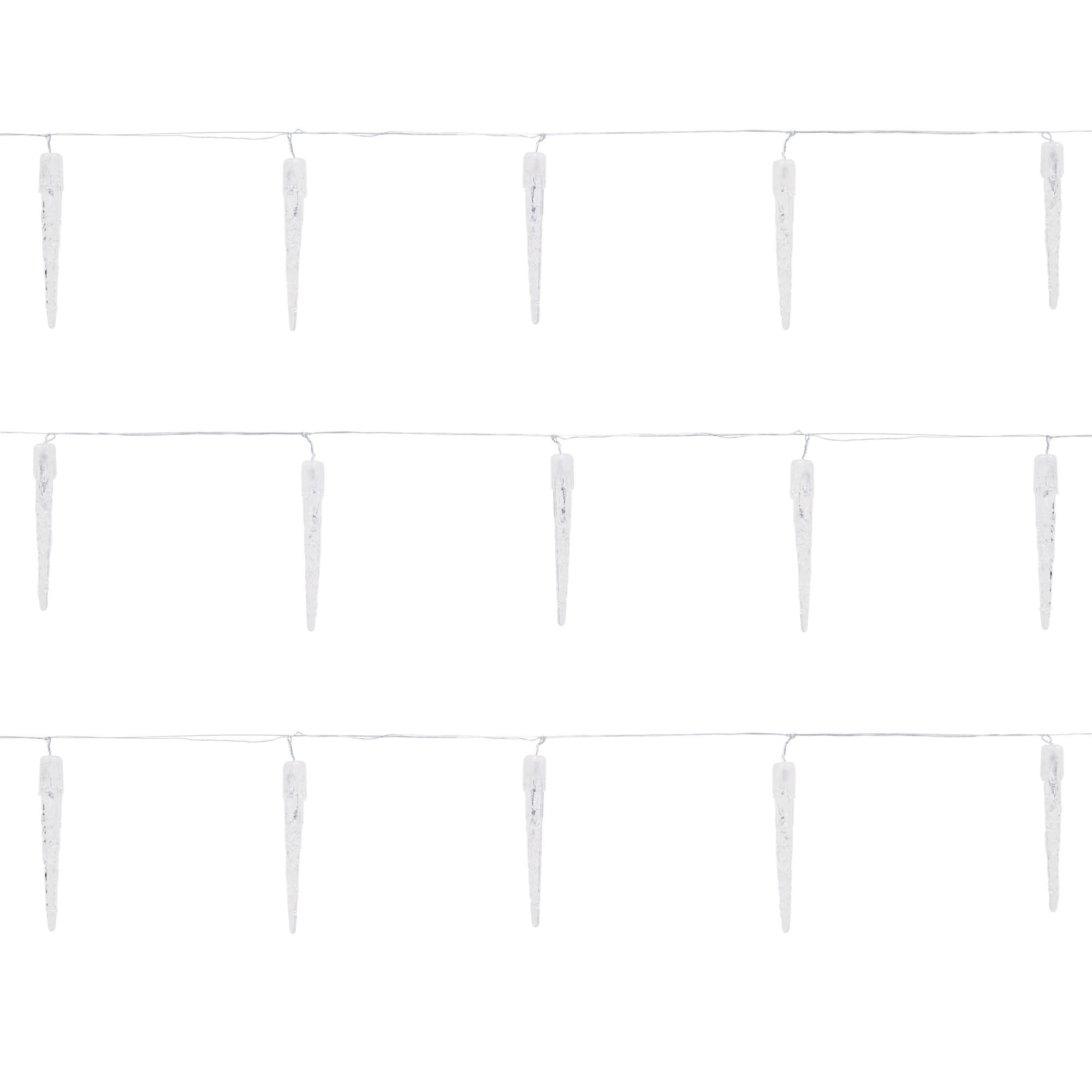 LICHTERKETTE Eiszapfen 570 cm mit 40 LED Kaltweiß - Weiß, Kunststoff (1070cm) - ECD-Germany