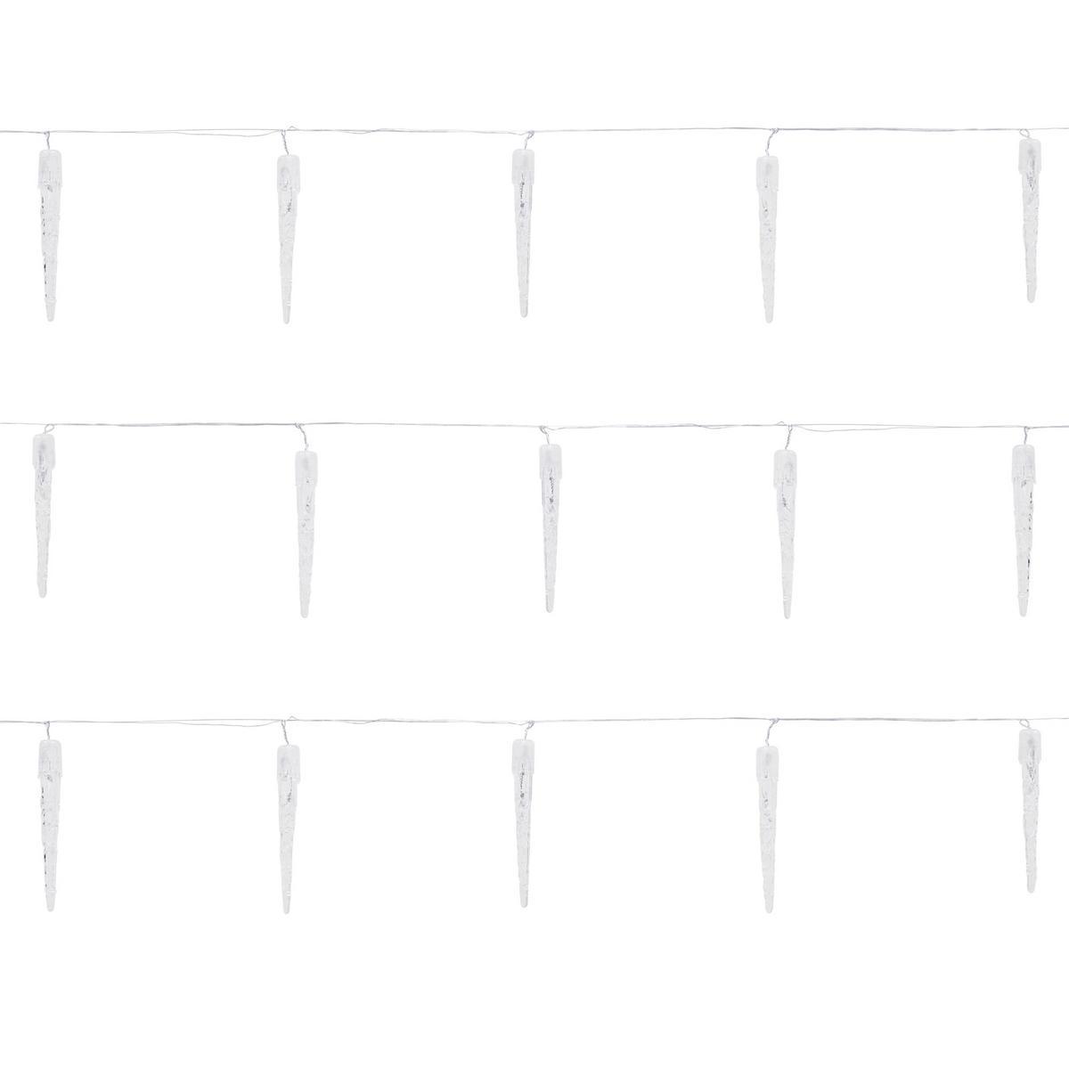 LICHTERKETTE Eiszapfen 570 cm mit 40 LED Kaltweiß - Weiß, Kunststoff (1070cm) - ECD-Germany