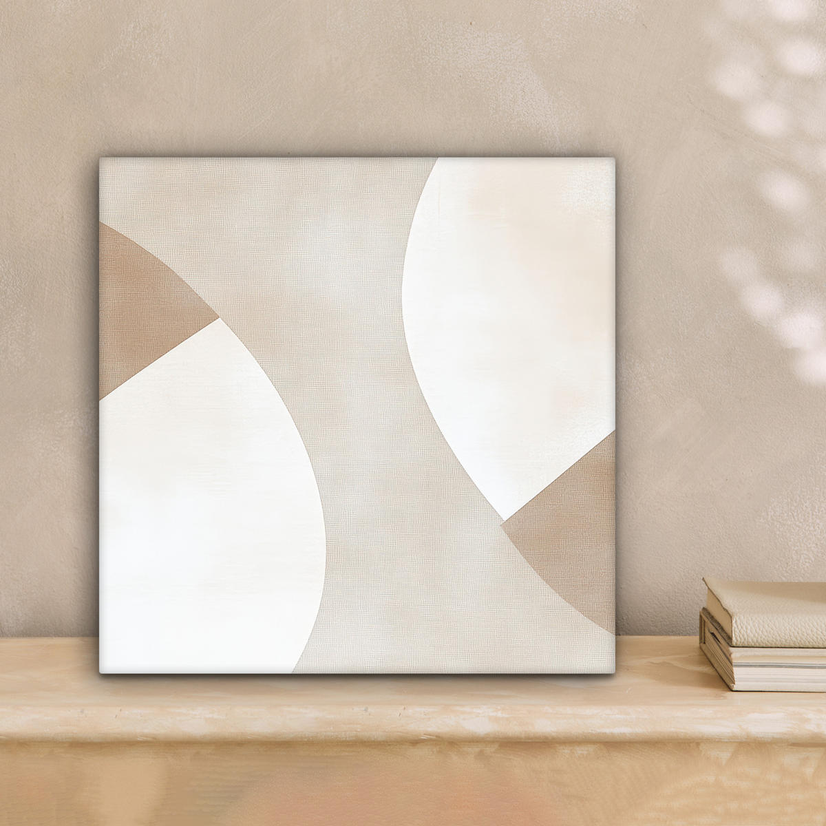 LEINWANDBILD Braun - Japandi - Abstrakt Deko Wohnzimmer 20x20 cm - Beige, Textil (20/20cm) - MuchoWow