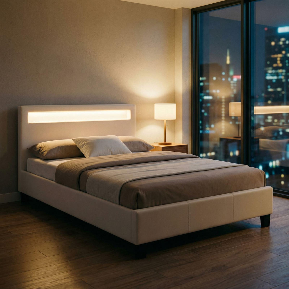 POLSTERBETT MIT LED MIRASOL 120x200 cm weiß - Weiß, Textil (120/200cm) - CARO-Möbel