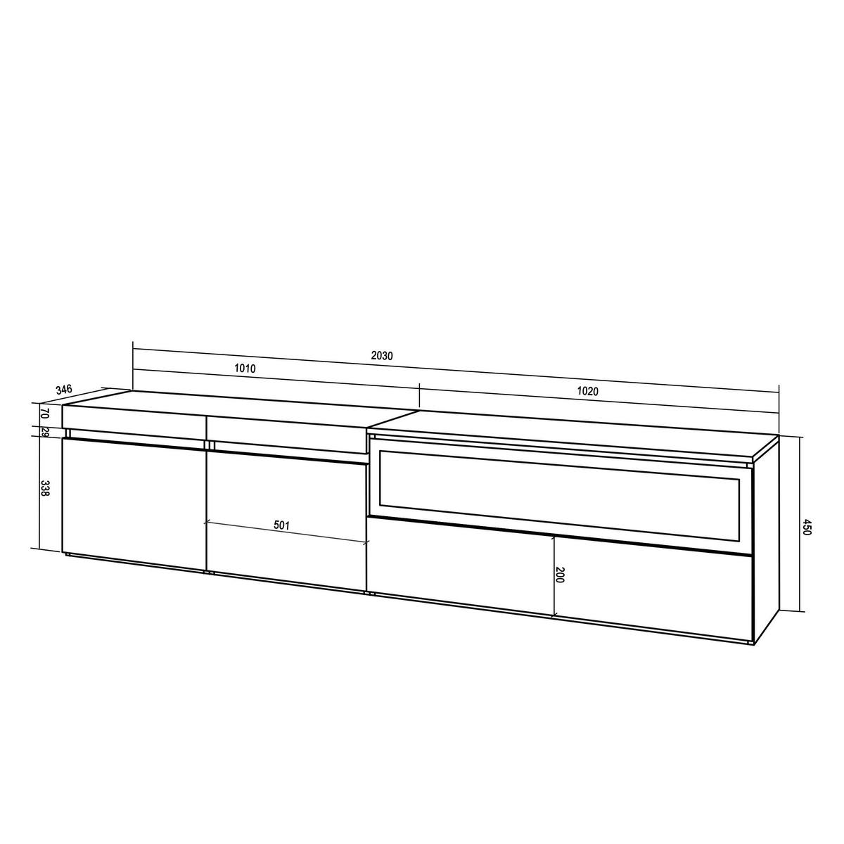 TV-SCHRANK zementgrau, mit Elektrokamin, 200/35/45cm - Hellgrau, Holzwerkstoff (200/45/35cm) - Skraut Home