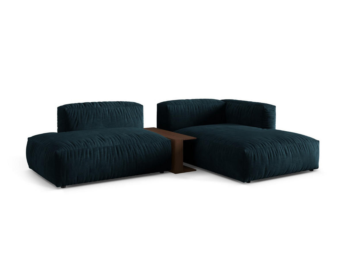 ECKSOFA modular rechts Martina aus Samt dunkel petrol 2 Sitzplätze - Petrol, Textil (176/285cm) - Micadoni