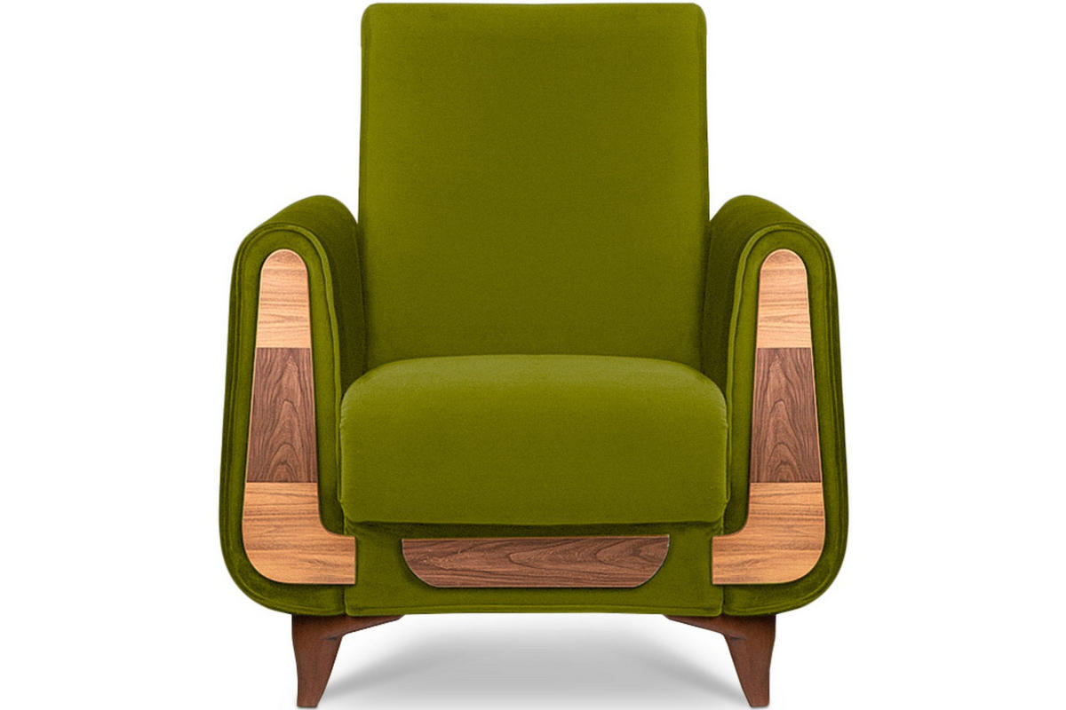 SESSEL GUSTAVO mit Armlehnen, grün - Braun/Grün, Holz/Holzwerkstoff (83/95/92cm) - KONSIMO®