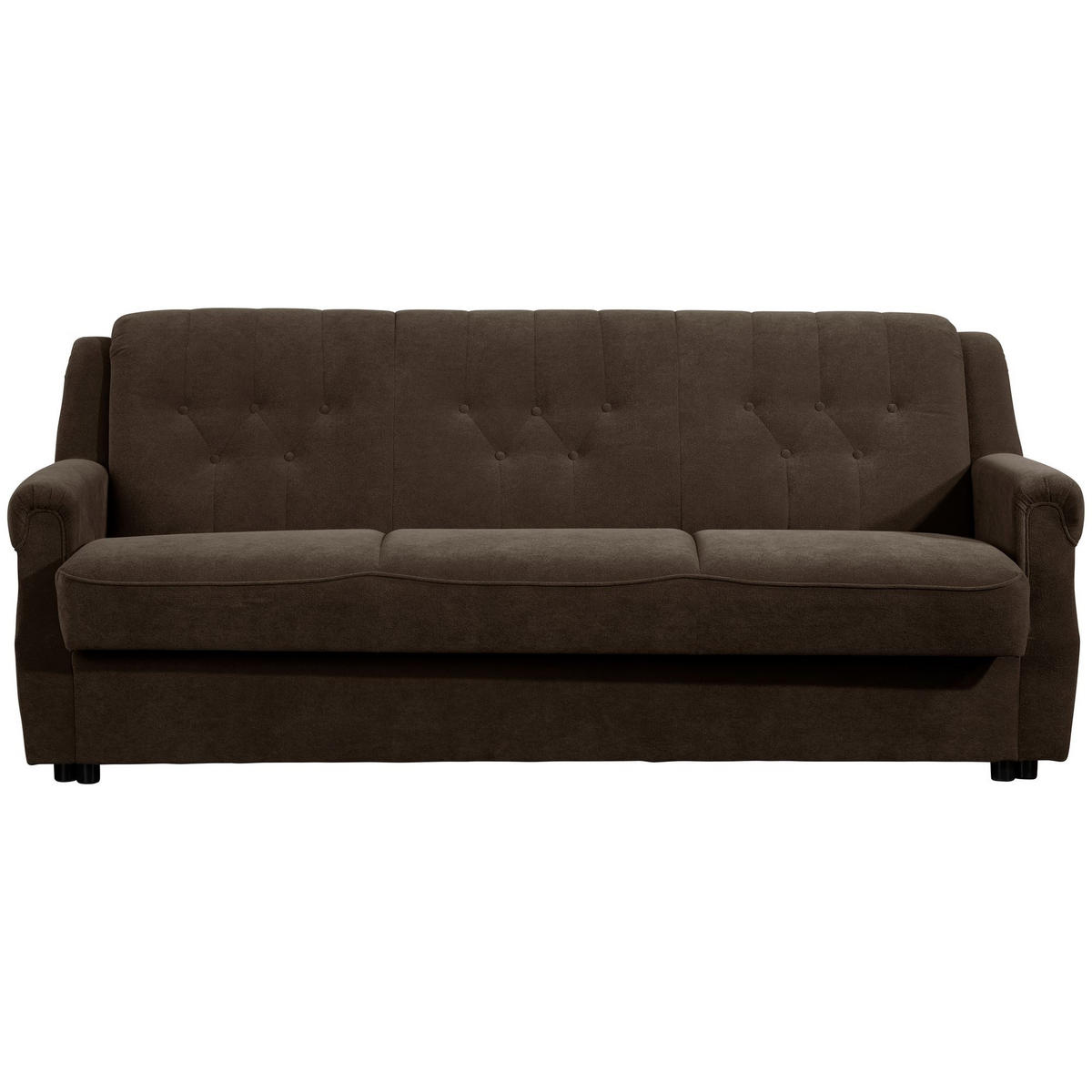SOFA 3-Sitzer mit Bettfunktion Kaylyn Flockstoff braun - Braun, Kunststoff (207/89/83cm) - 58aufmkessel