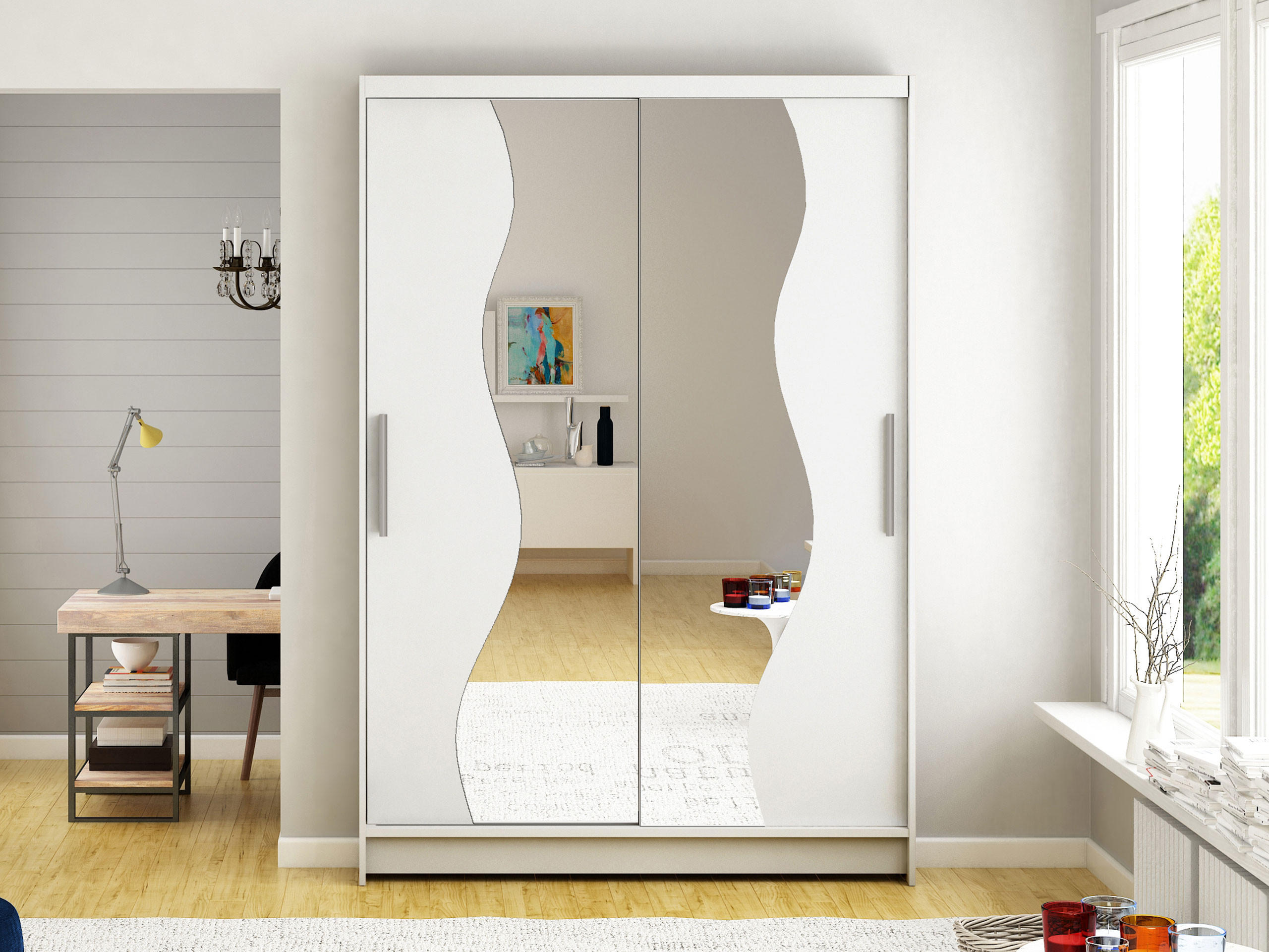 KLEIDERSCHRANK Miami S - Silberfarben/Weiß, Holzwerkstoff/Kunststoff (120/200/58cm) - MIRJAN24