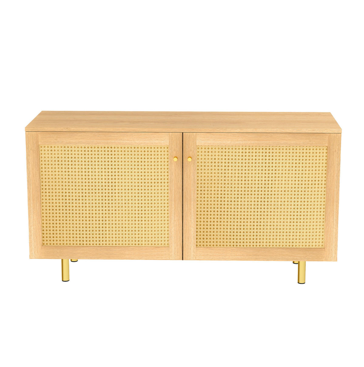 SIDEBOARD 120/40/63 cm natur aus MDF mit Rattantüren und Metallbeinen - Naturfarben, Holzwerkstoff (120/63/40cm) - OKWISH