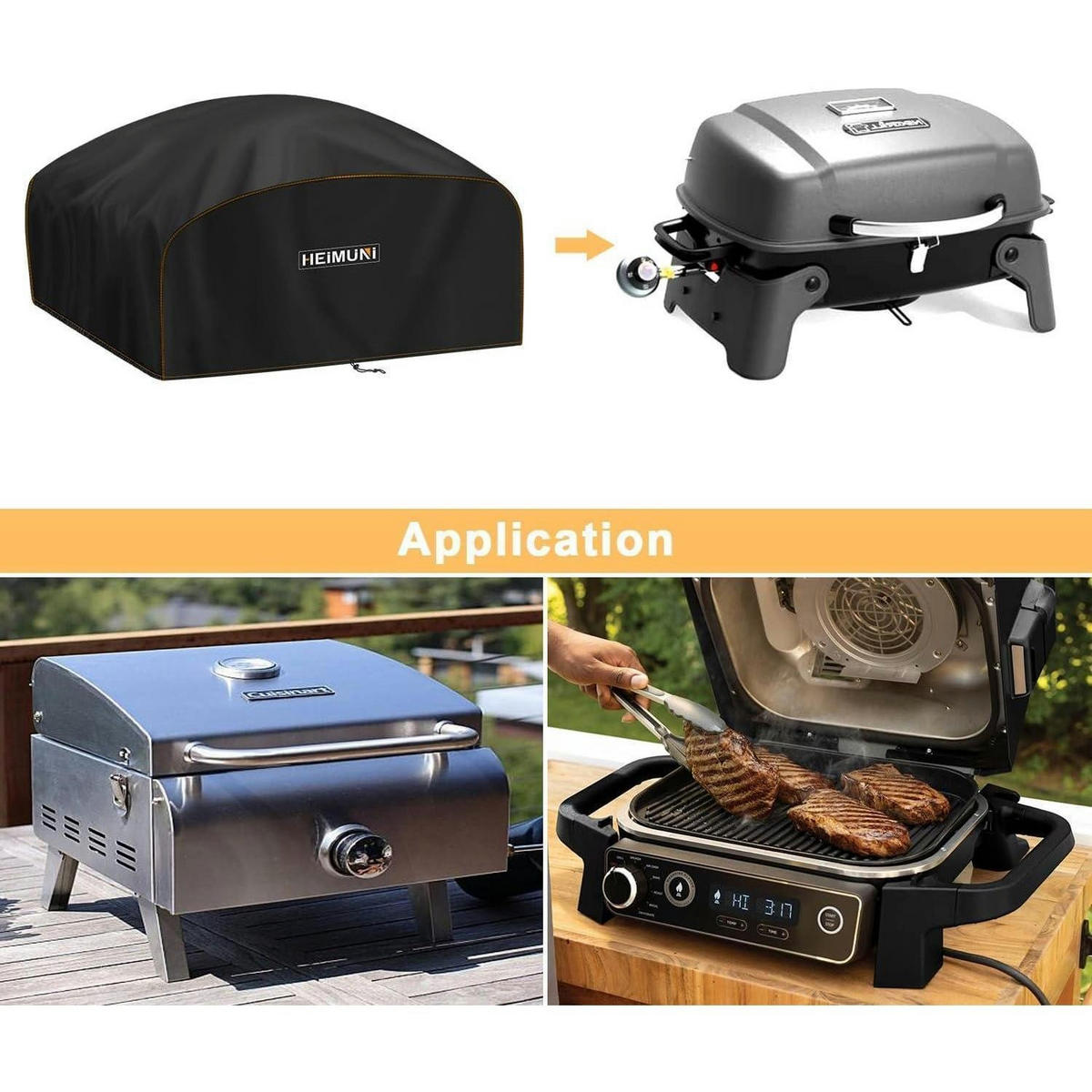 GRILL Abdeckhaube 84 x 60 x 32 cm Wetterfest für Weber Q200 Serie - Schwarz, Kunststoff (1/1/1cm)
