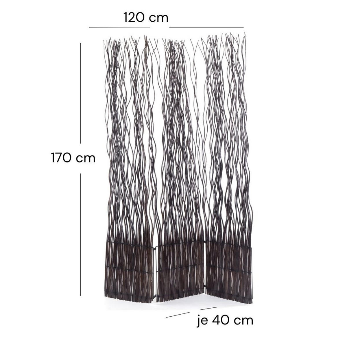 PARAVENT Wave 3 Weidenzweige braun - Braun, Naturmaterialien (120/170/6cm) - DESIGN DELIGHTS