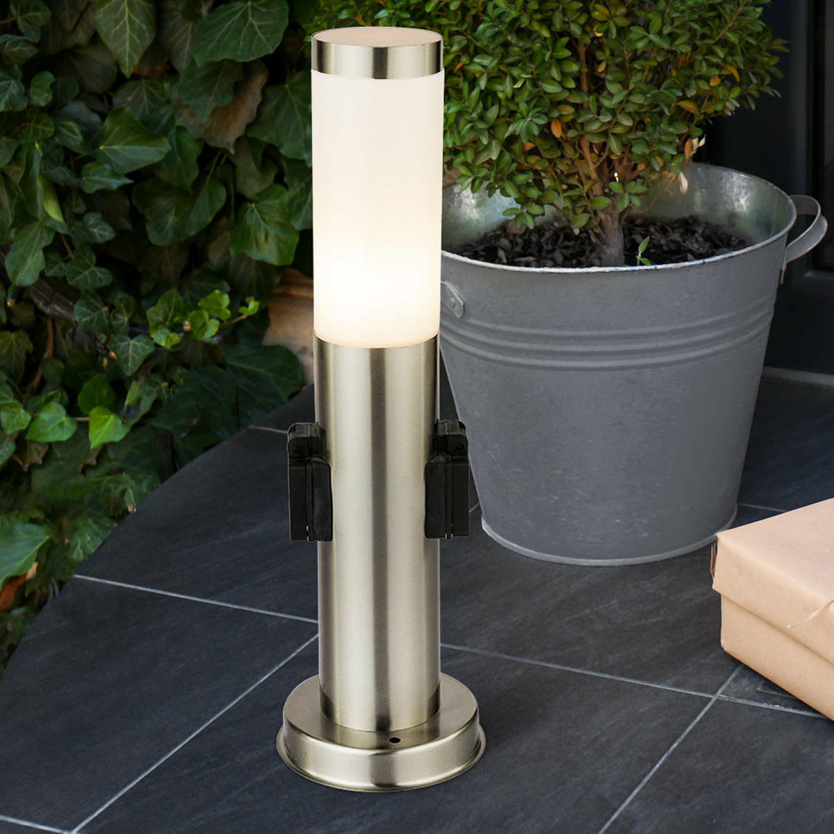 LED STEHLAMPE Edelstahl Silber - Silberfarben, Kunststoff/Metall (7.6/7.6/45cm) - Globo Lighting