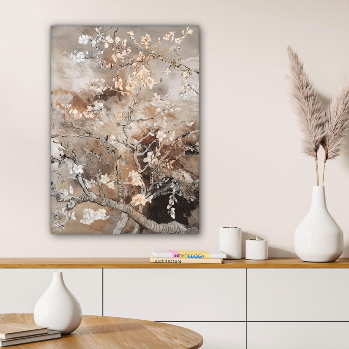 LEINWANDBILD Mandelblüte - Kunst - Van Gogh - Beige - Abstrakt 60x80 cm - Braun, Textil (60/80cm) - MuchoWow