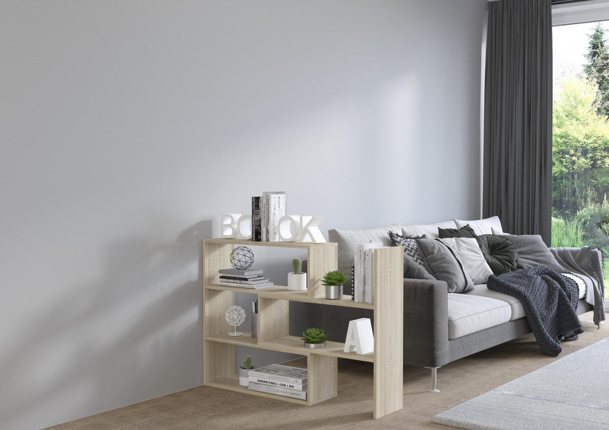 BÜCHERREGAL LORIS 125x24x83 cm, Regal Sonoma Eiche - Sonoma Eiche, Holzwerkstoff (125/83/24cm) - MASSENO