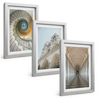 BILDER SET 3er Set - 20x30 cm Silberner Rahmen - Wendeltreppe der Kathedralenfassade - Silberfarben, Kunststoff (20/30cm) - TULUP