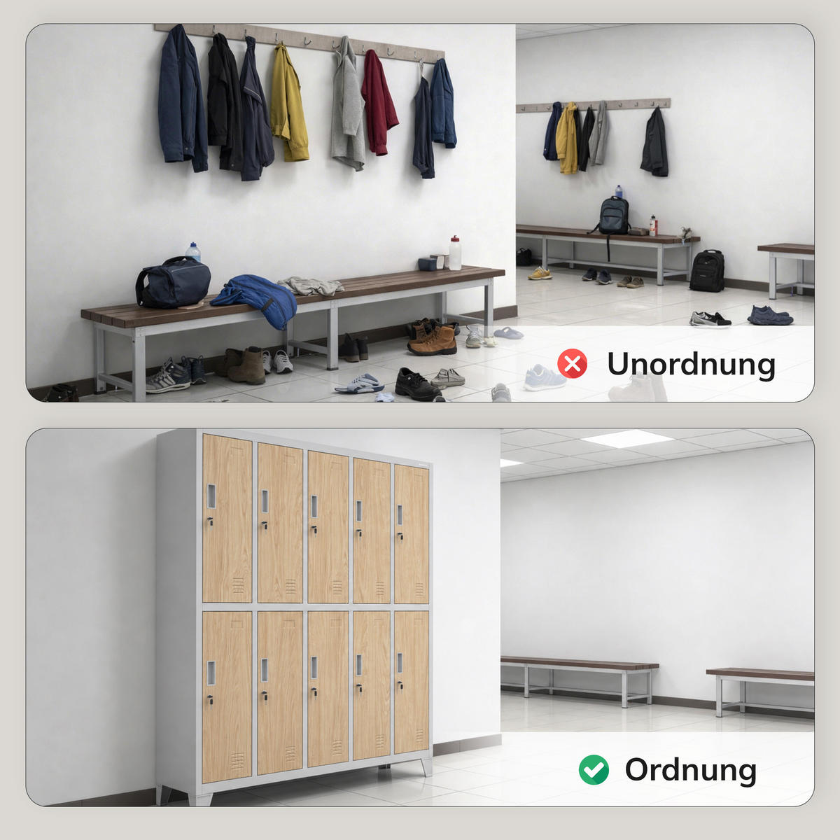 ARBEITSSCHUTZ-KLEIDERSCHRANK BARTEK 172 x 136 x 45 cm - Grau/Sonoma Eiche, Metall (136/172/45cm) - Jan Nowak
